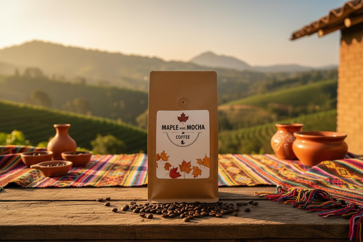 Peru Andes Gold Coffee in Golden Setting